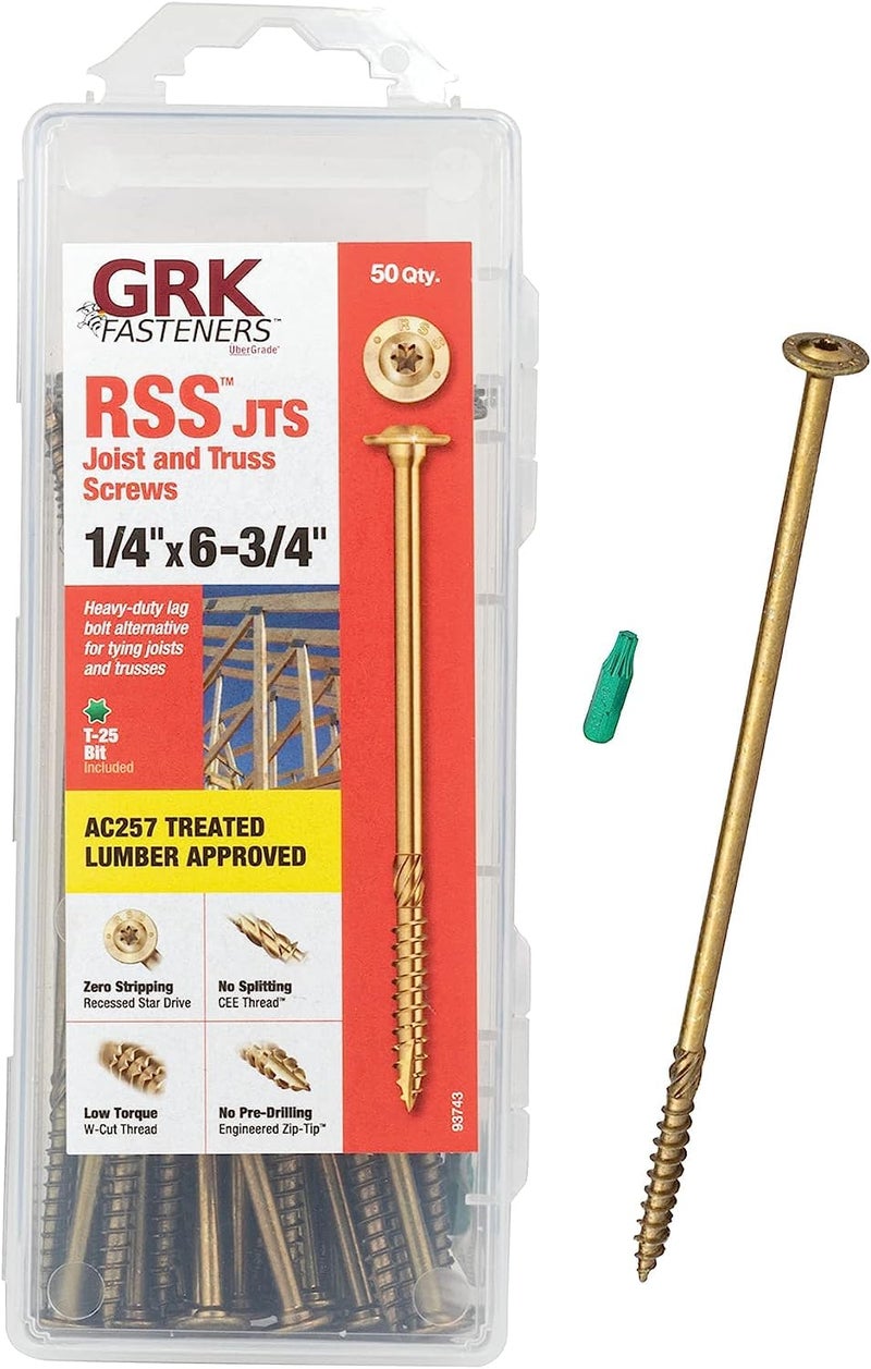 GRK 93743 1/4" x 6-3/4" RSSâ„¢ JOIST & TRUSS SCREWS 50 Count - Image 1